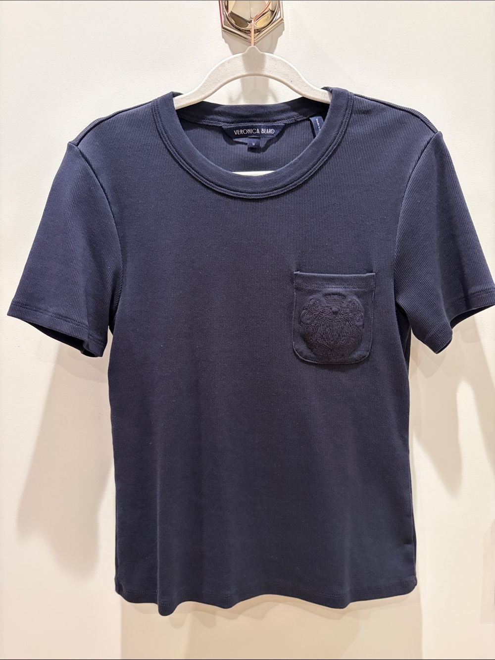 Veronica Beard Deep Navy Short-Sleeve Pocket Tee